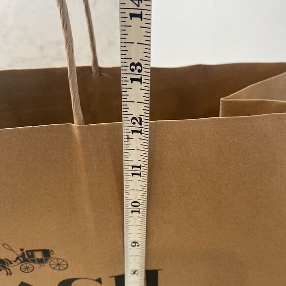 Coach Brown Shopping Gift Bag with Handle Kraft Paper Reusable H 12"xW 16"xD 6" - Picture 10 of 12